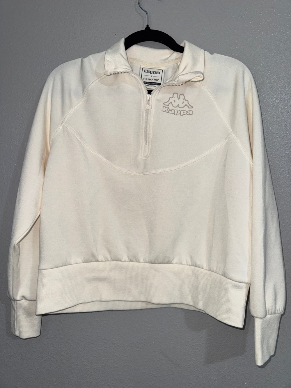 Kappa X Primark size (12-13y) Cream Half-Zip Turtleneck Pullover